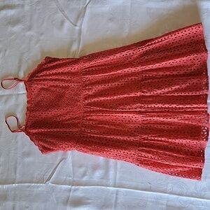 Vibrant Red Eyelet Dress